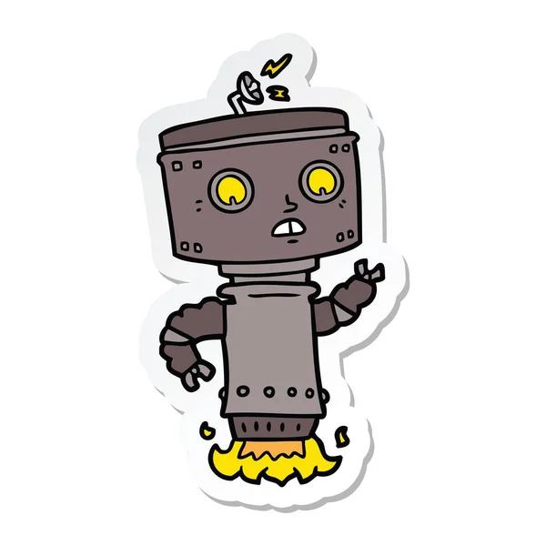 Sticker Van Een Cartoon Robot Zweven — Stockvector