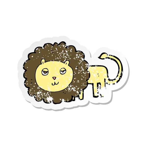 Retro Noodlijdende Sticker Van Een Cartoon Leeuw — Stockvector