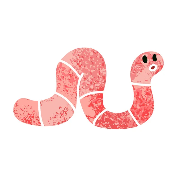 复古例证样式古怪的动画片蠕虫 — 图库矢量图片