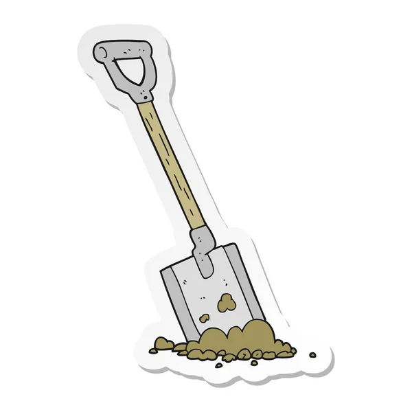 Sticker Cartoon Shovel Dirt — Stock Vector