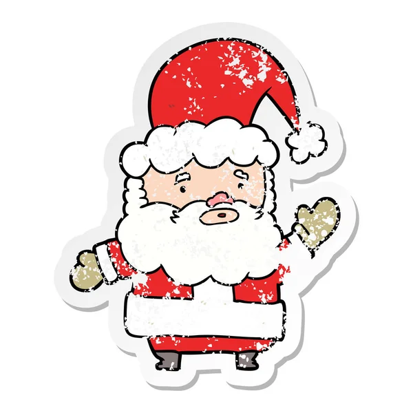 Etiqueta angustiada de um desenho animado Papai Noel — Vetor de Stock