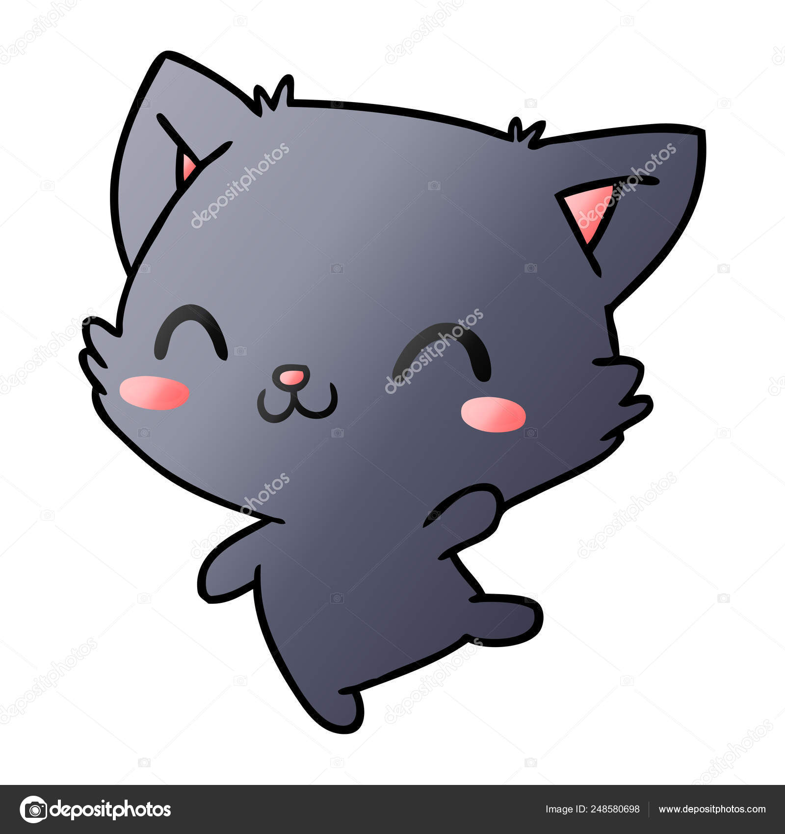 Gradiente desenho animado bonito kawaii gato fofo imagem vetorial de  lineartestpilot© 248424070