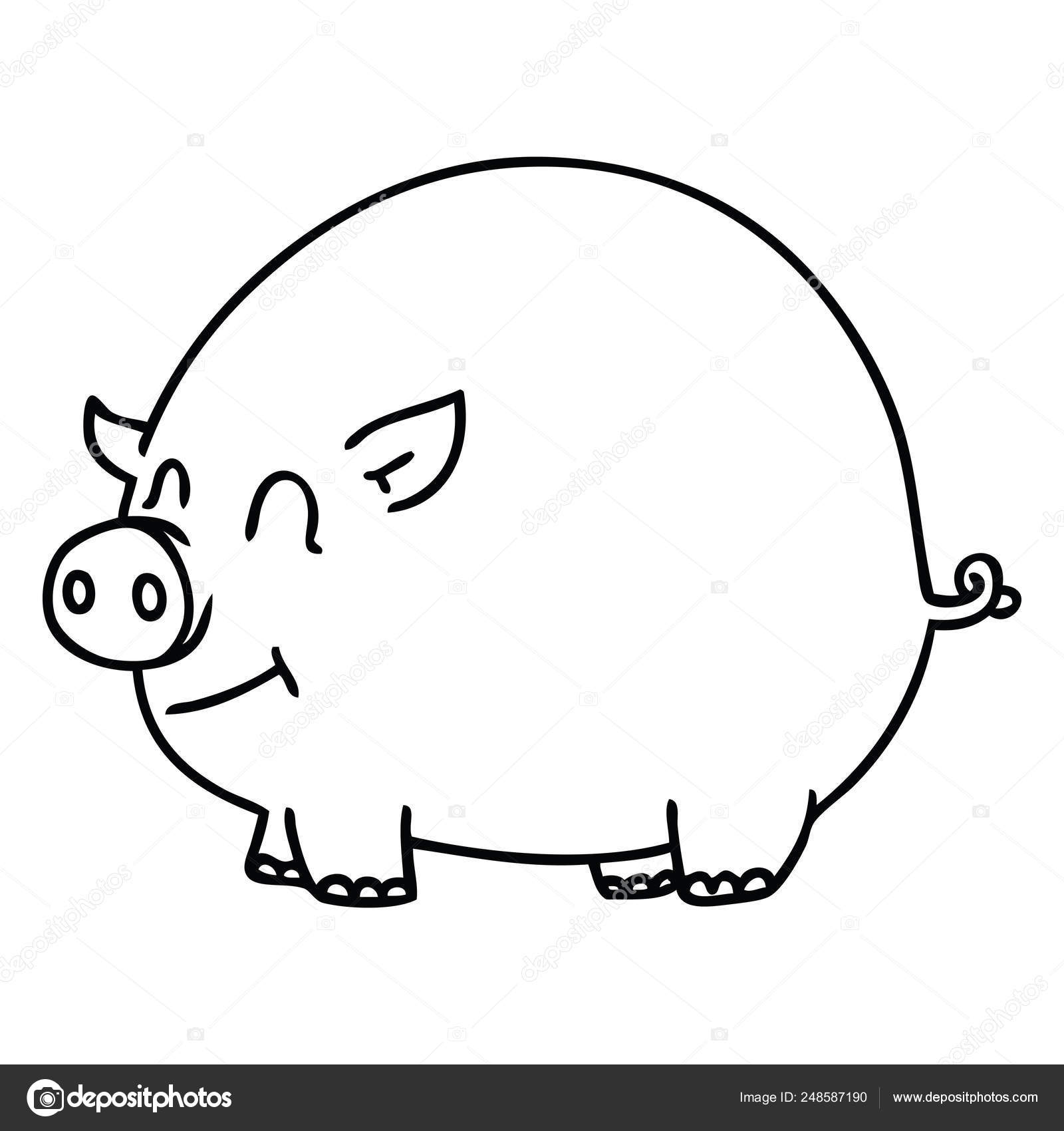 Line Drawing Quirky Cartoon Pig Stock Vector by ©lineartestpilot 248587190