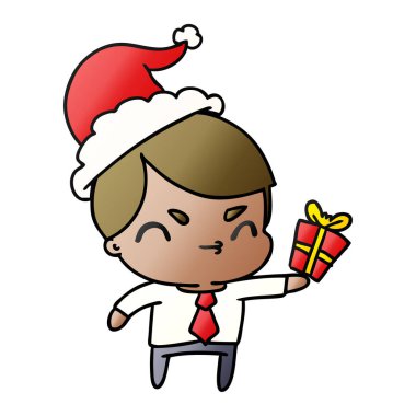 Noel degrade çizgi film kawaii çocuğun el çekilmiş