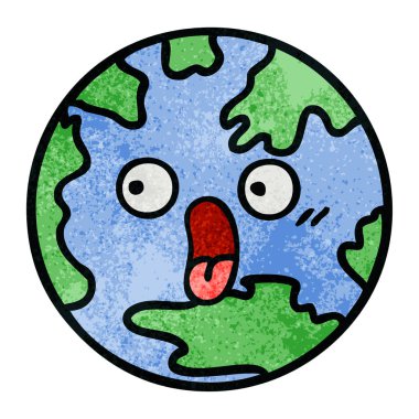 Retro grunge doku karikatür planet Earth