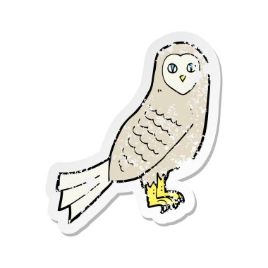 bir çizgi film baykuş Retro sıkıntılı etiket