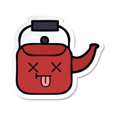 sevimli çizgi Kettle etiket