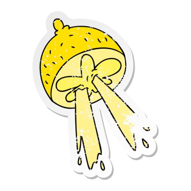 ilginç bir el sıkıntılı etiket karikatür limon çizilmiş