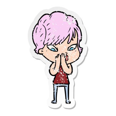 bir çizgi film kadının sıkıntılı etiket