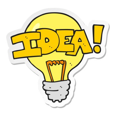 etiket bir çizgi film fikir ampul sembol