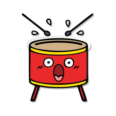 sevimli çizgi davul sıkıntılı etiket