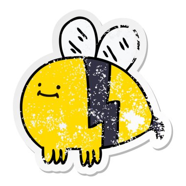 ilginç bir el sıkıntılı etiket çizgi film bumblebee çizilmiş