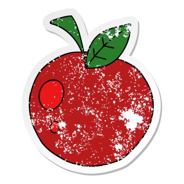 ilginç bir el sıkıntılı etiket çizilmiş karikatür kırmızı elma