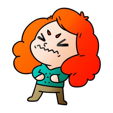 şirin kawaii kızın degrade çizgi film