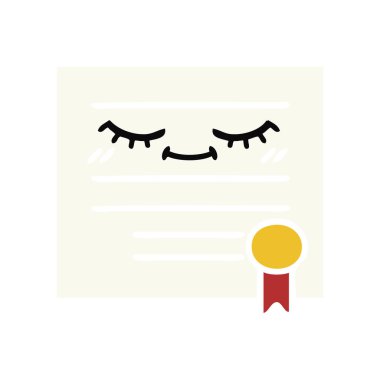 düz renk retro karikatür mezuniyet diploma