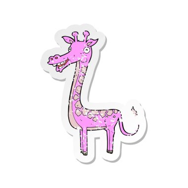 bir çizgi film zürafayı Retro sıkıntılı etiket