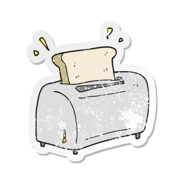 bir çizgi film tost makinesi Retro sıkıntılı etiket