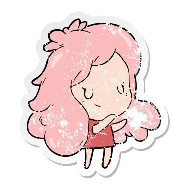 bir çizgi film kızın sıkıntılı etiket