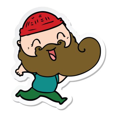 mutlu bir sakallı adamın etiket