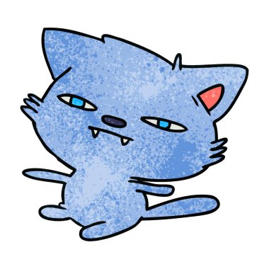 şirin kawaii kedi serbest el çekilmiş dokulu çizgi film