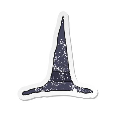 Retro sıkıntılı etiket bir karikatür cadı şapka