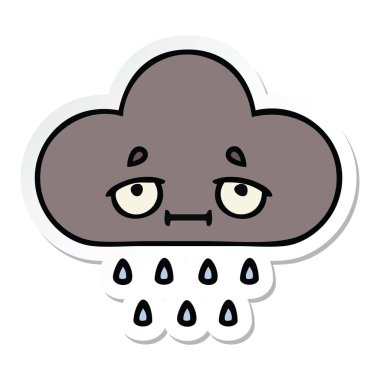 sevimli çizgi fırtına yağmur bulutu etiket