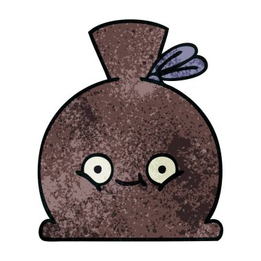 Retro grunge doku karikatür bir çuval