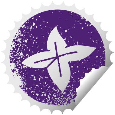 sıkıntılı dairesel peeling etiket sembolü bir sonbahar yaprak