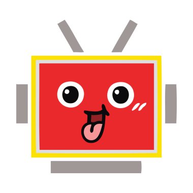 düz renk retro karikatür robot baş