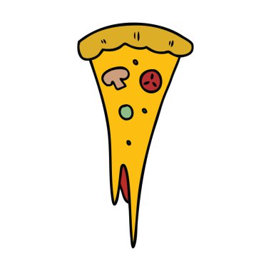 bir dilim pizza karikatür doodle