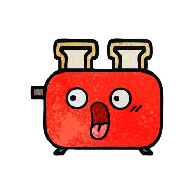 Retro grunge doku karikatür bir ekmek kızartma makinesi,