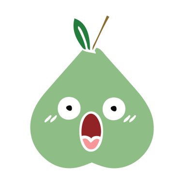 düz renk yeşil armut retro karikatür