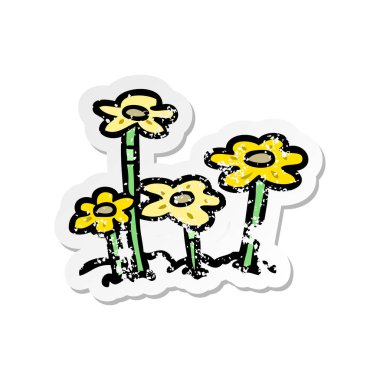 bir çizgi film çiçek sıkıntılı etiket