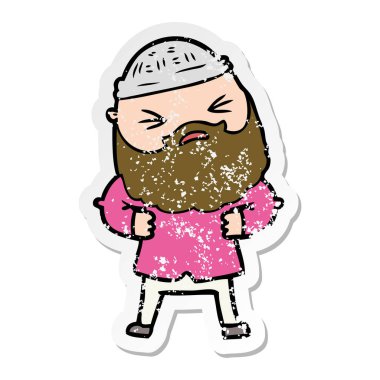 sakallı bir karikatür insanın sıkıntılı etiket