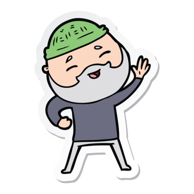 etiket karikatür mutlu bir sakallı adamın