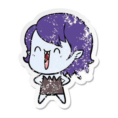 sevimli çizgi mutlu vampir kız sıkıntılı etiket