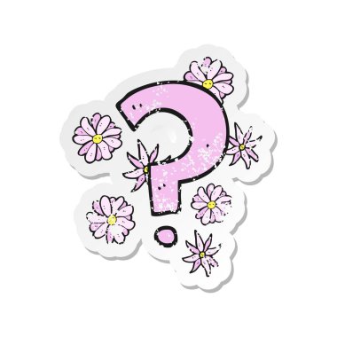 çizgi film soru işareti Retro sıkıntılı etiket