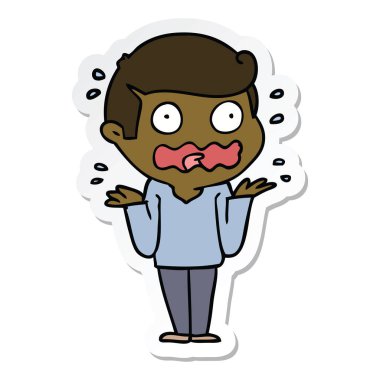 etiket bir çizgi film adamın tamamen stresli