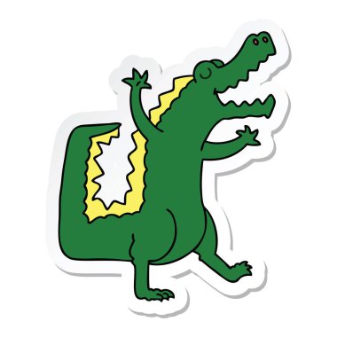 ilginç bir el etiket karikatür timsah çizilmiş