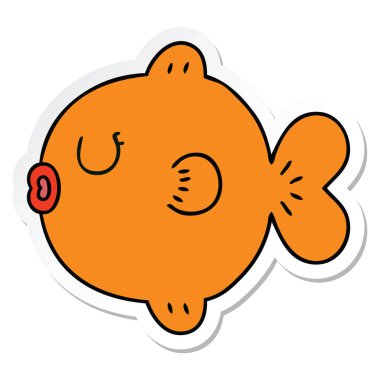 ilginç bir el etiket karikatür balık çizilmiş 