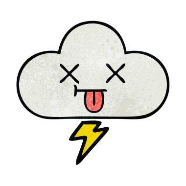 Retro grunge doku karikatür bir gök gürültüsü bulut