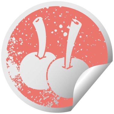 sıkıntılı dairesel peeling etiket ilginç sembolü kiraz