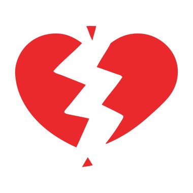 düz renk retro karikatür, kırık bir kalp