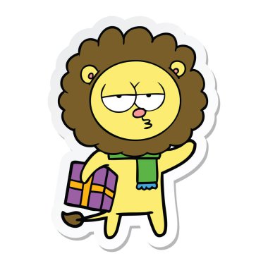 etiket hediye ile karikatür Yorgun aslan