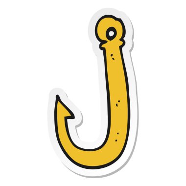 etiket bir karikatür balık kanca