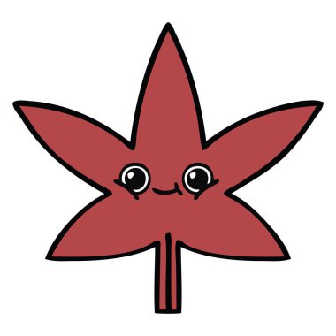 sevimli çizgi sonbahar yaprak