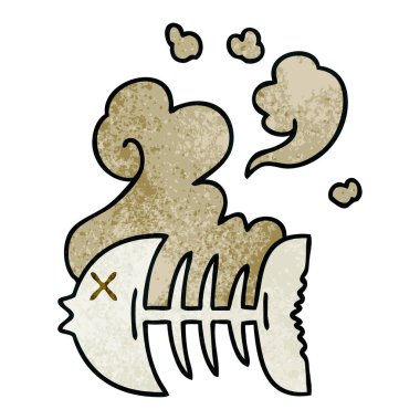 el çekilmiş ilginç karikatür ölü balık iskeleti