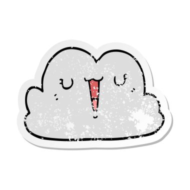 sevimli çizgi bulut sıkıntılı etiket