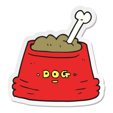 etiket bir karikatür köpek gıda kase
