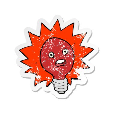 bir karikatür kırmızı ampul Retro sıkıntılı etiket